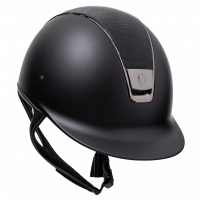 Samshield casque d'équitation Classic Shadow Matt avec découpe de dressage, dessus Shimmer, garniture + blason black chrome
