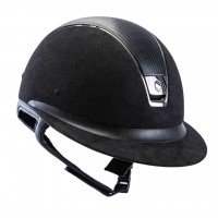 Samshield casque d'équitation Miss Shield Premium, Leather Top, Leather front, black chrome, black chrome